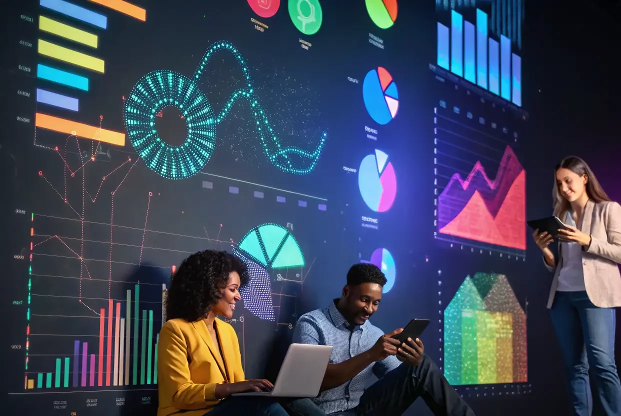 A graphic representing personalized customer experiences, with AI algorithms analyzing customer data to provide tailored recommendations.