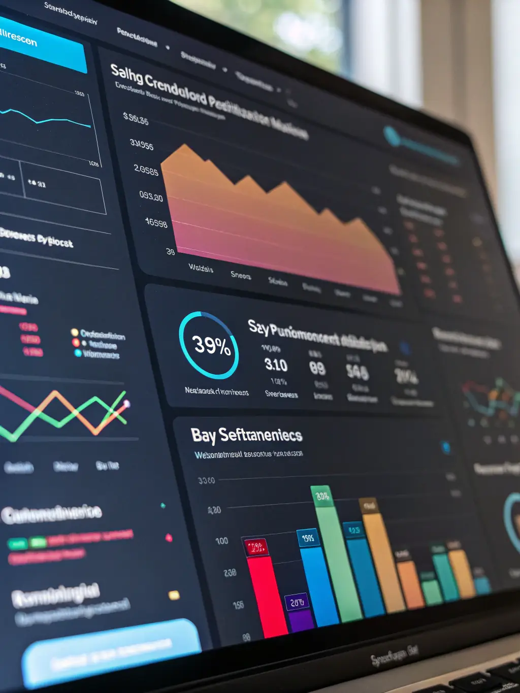 A professional photograph of a Salesforce dashboard, showcasing key sales metrics and customer data, integrated with AI-driven insights.